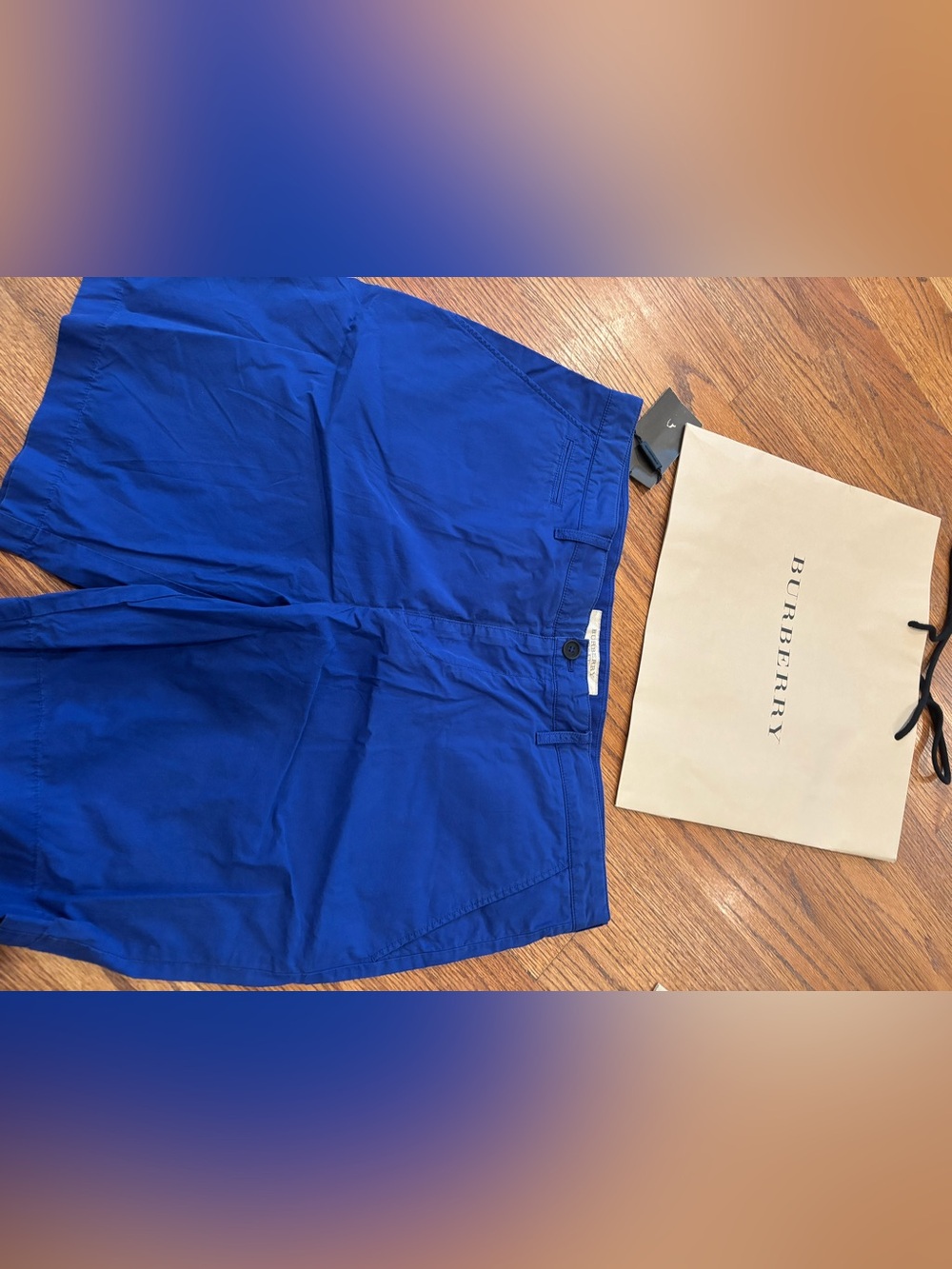 Burberry Men’s Bright Blue Flat Front Cotton Shorts
